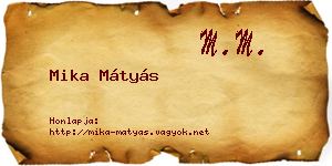 Mika Mátyás névjegykártya